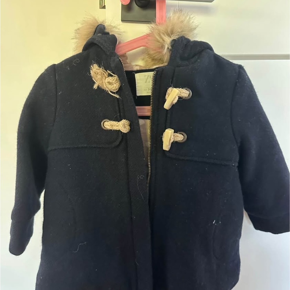 Zara Kids Navy Toggle Pea Coat